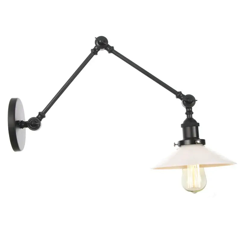 Black Glass Vintage Swing-Arm Wall Sconce