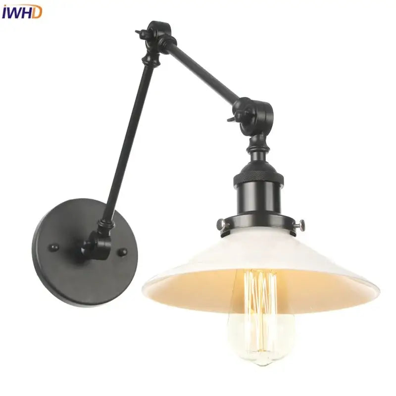 Black Glass Vintage Swing-Arm Wall Sconce