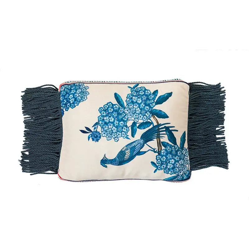 Blue Peacock Toile Pillow