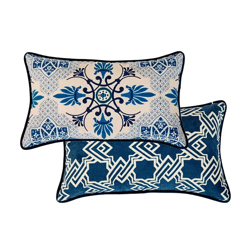 Blue Peacock Toile Pillow