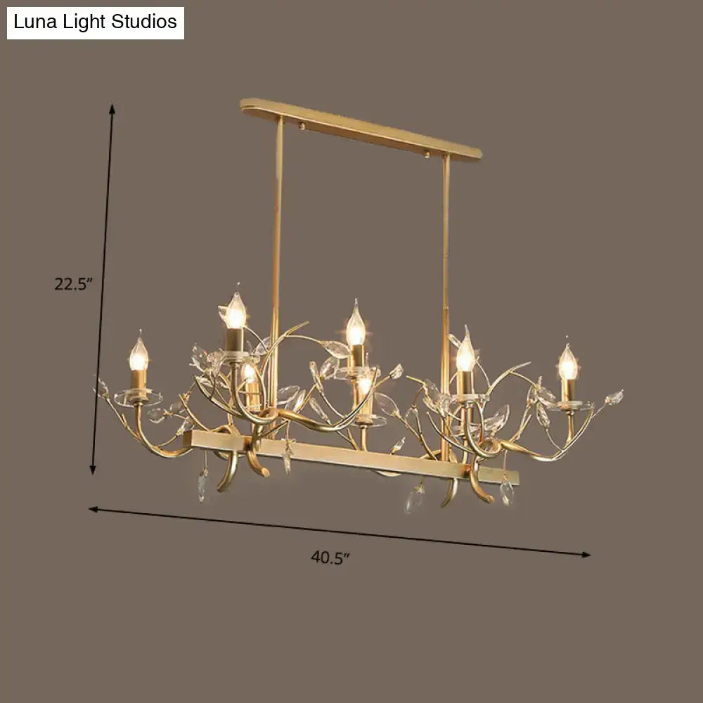 Gold Crystal Vintage Branch Eight-Light Chandelier