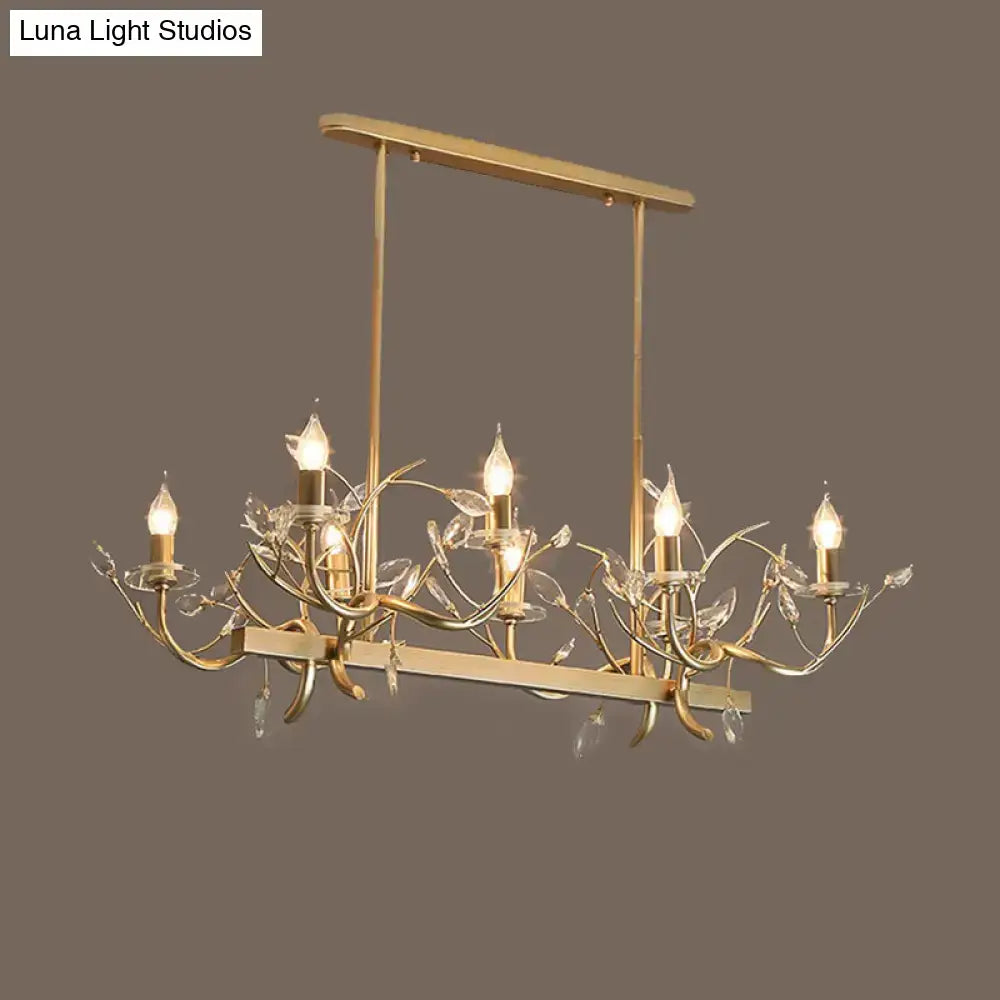 Gold Crystal Vintage Branch Eight-Light Chandelier