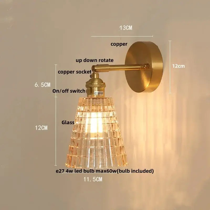 Brass Amber Vintage Glow Wall Sconce