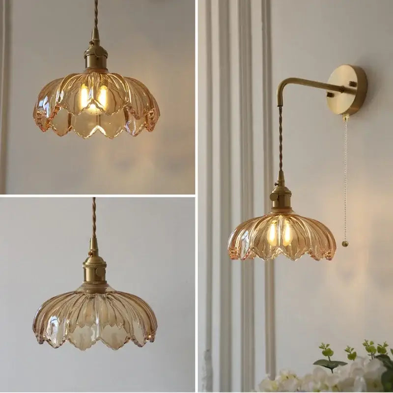Brass Amber Vintage Glow Wall Sconce