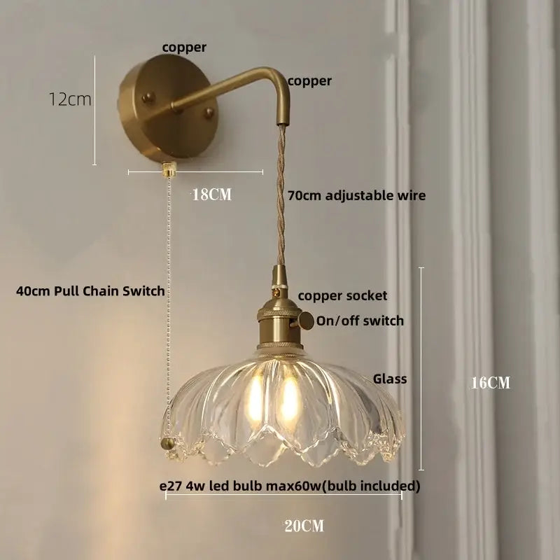 Brass Amber Vintage Glow Wall Sconce
