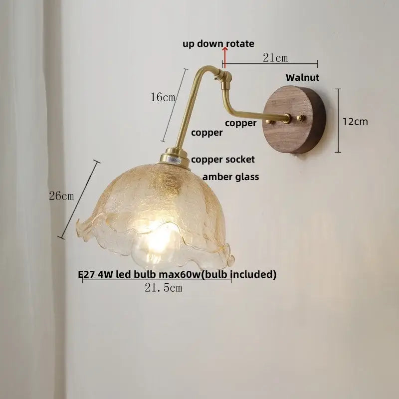 Amber Brass Wall Sconce