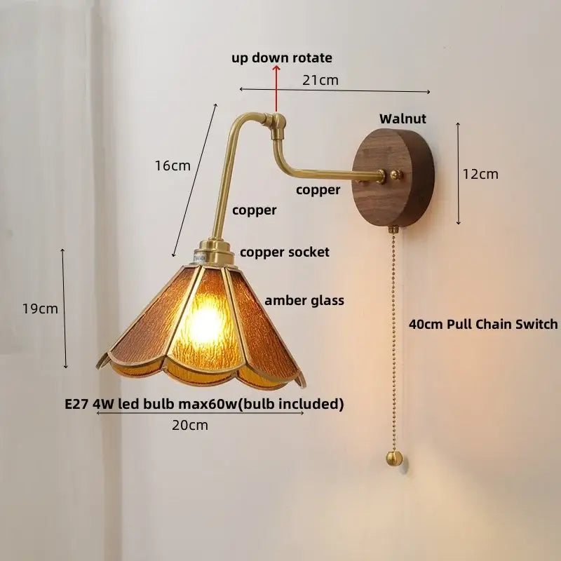 Amber Brass Wall Sconce