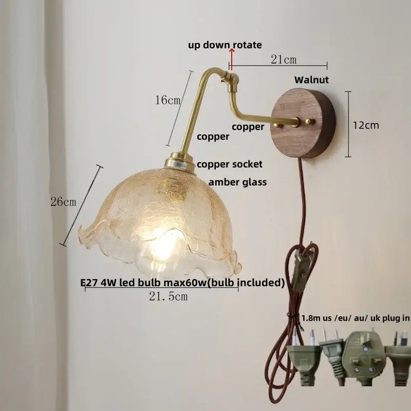 Amber Brass Wall Sconce