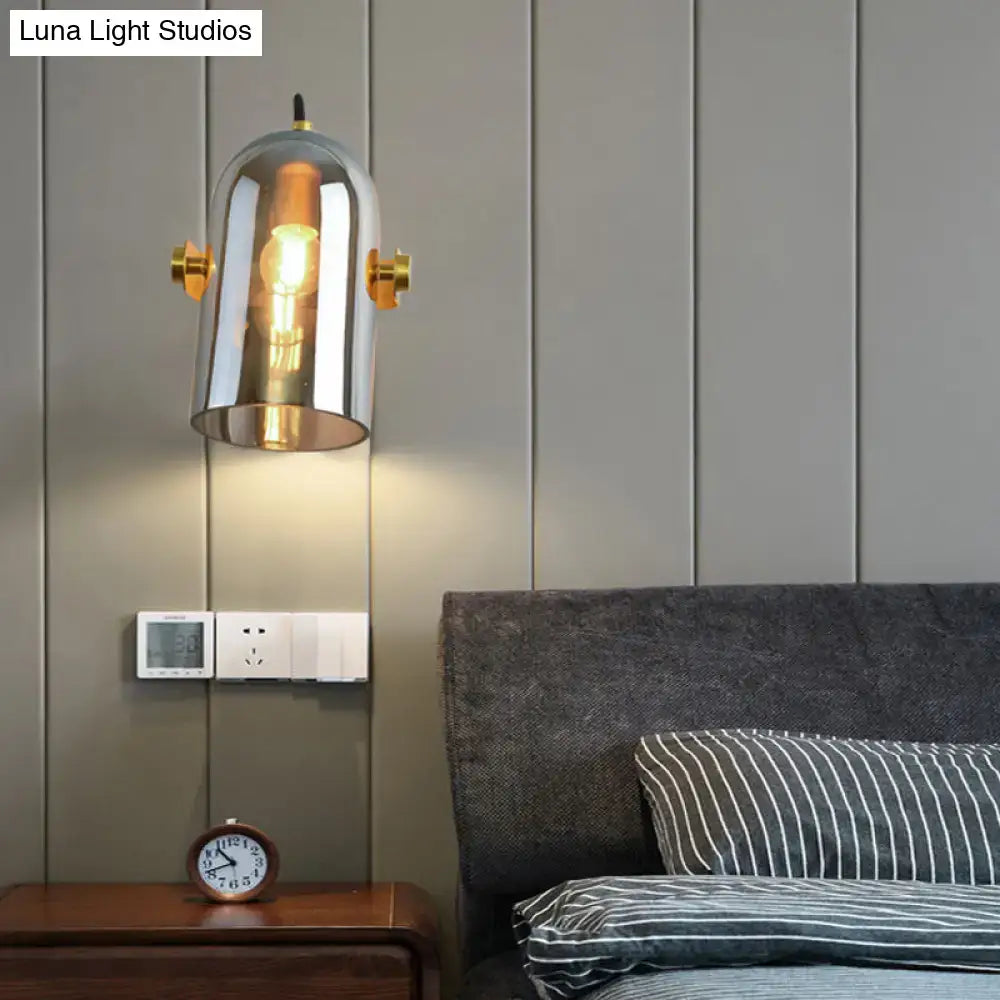Amber Smoke Gray Glass Wall Sconce