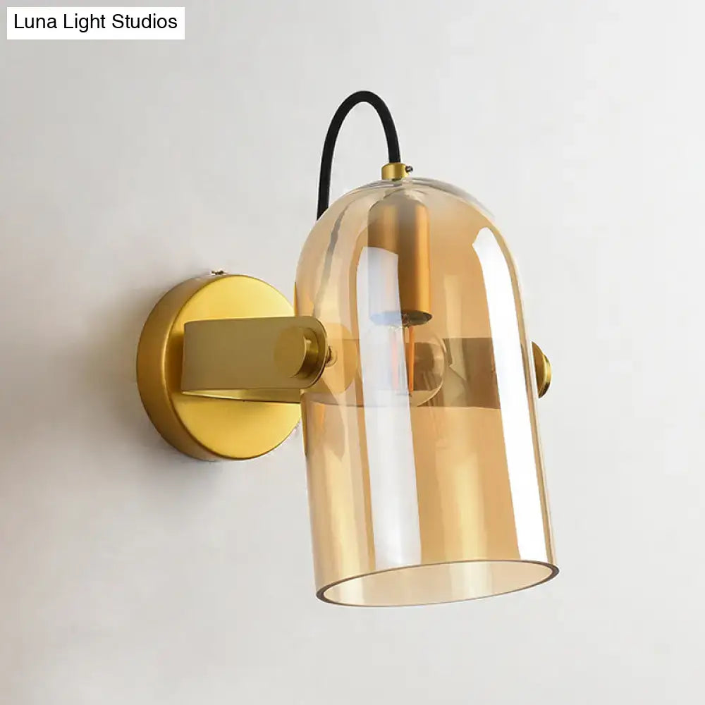 Amber Smoke Gray Glass Wall Sconce