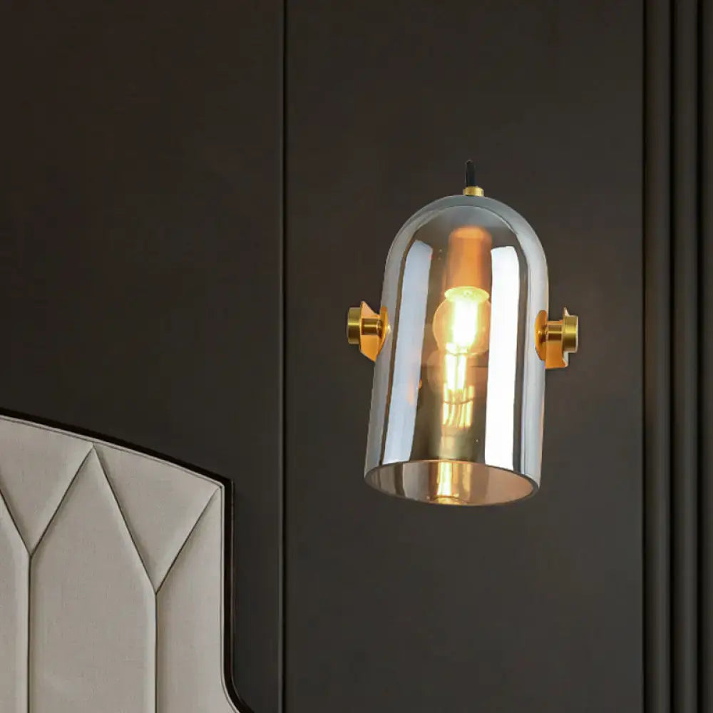Amber Smoke Gray Glass Wall Sconce