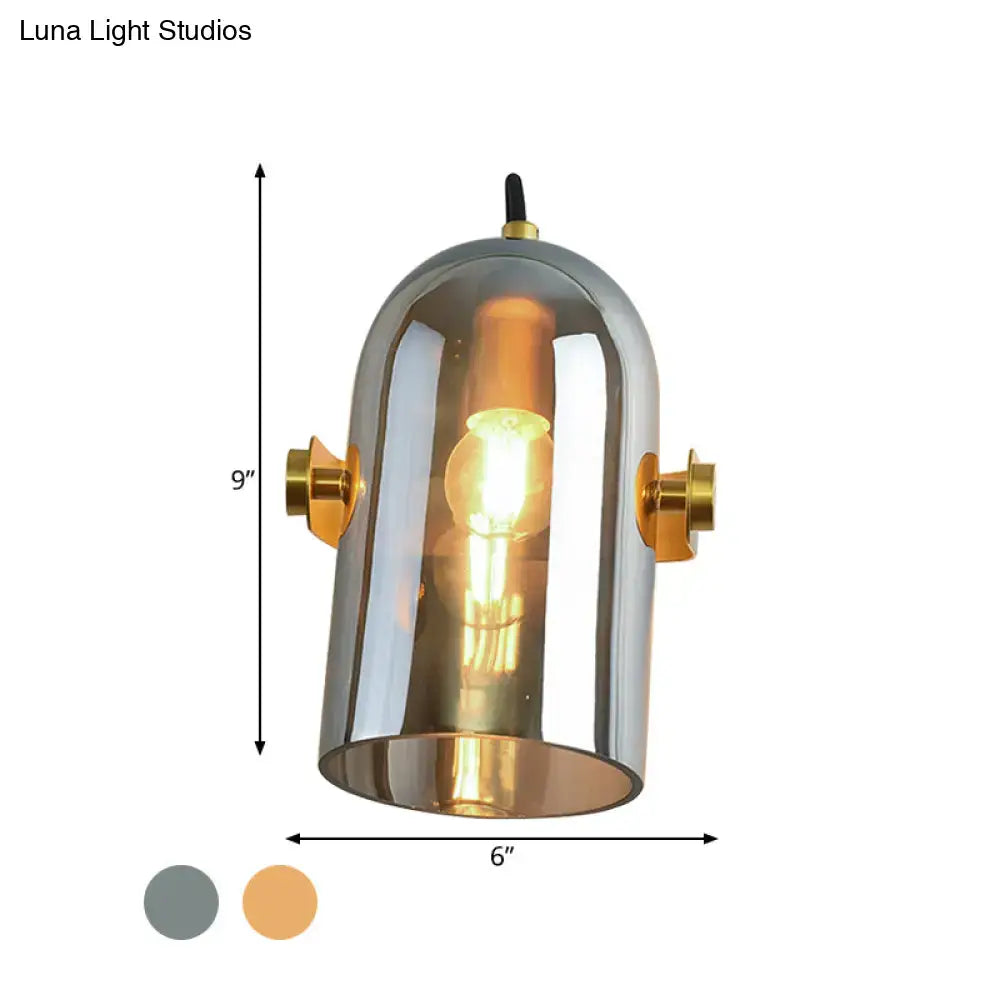 Amber Smoke Gray Glass Wall Sconce