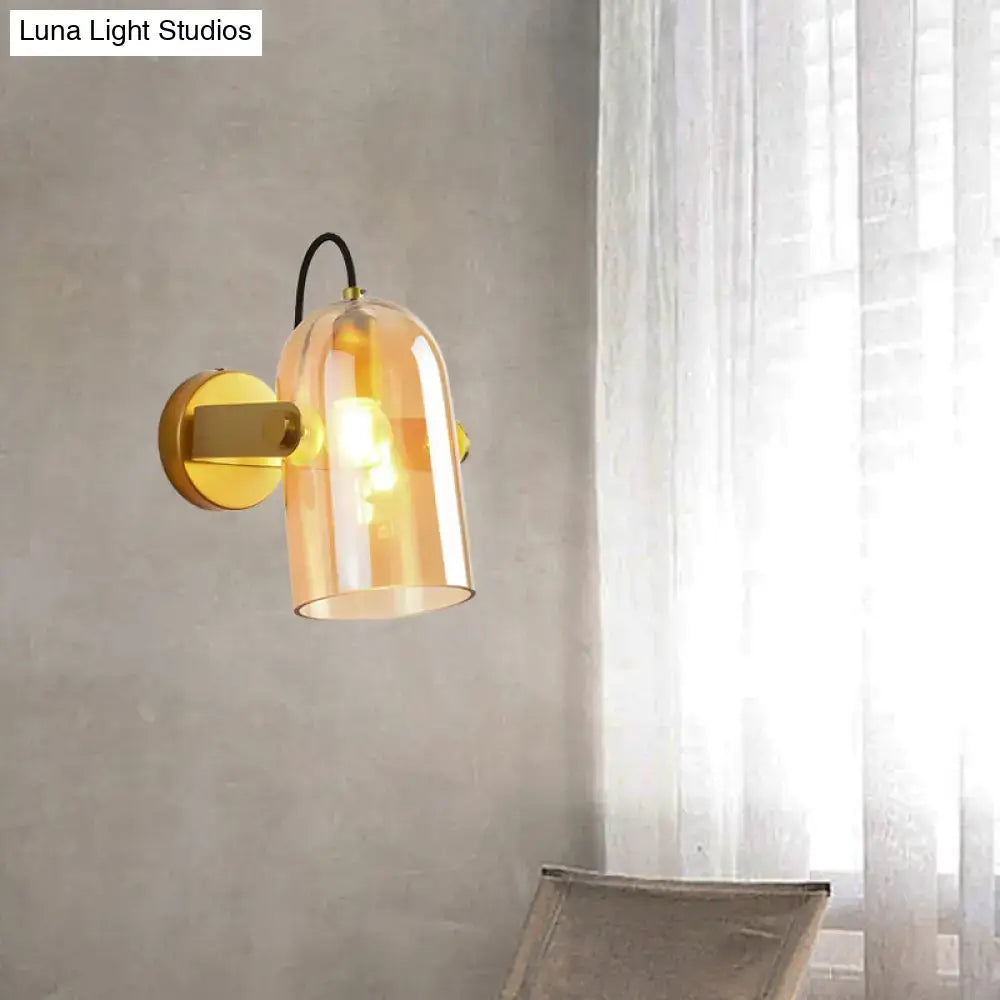 Amber Smoke Gray Glass Wall Sconce