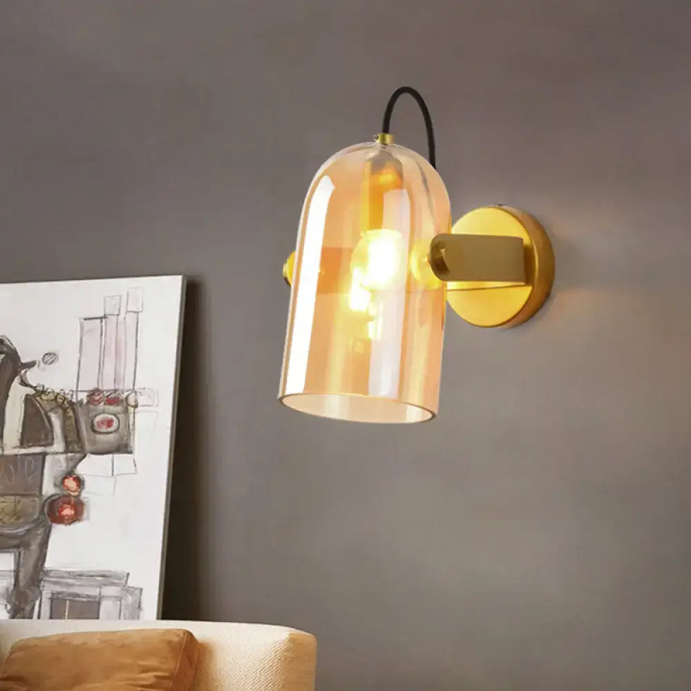Amber Smoke Gray Glass Wall Sconce