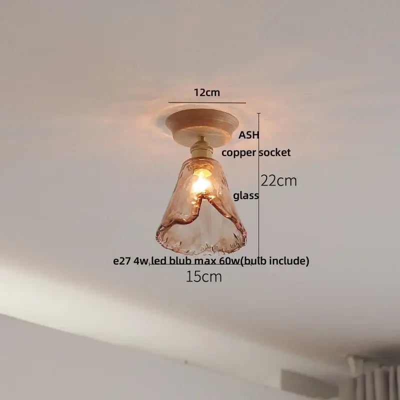 Vintage brass and clear glass led ceiling light for bedroom