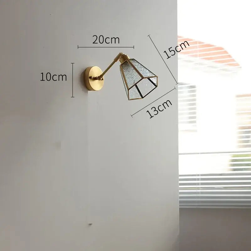 Vintage Brass Green Glass Wall Sconce with Pull Chain Switch