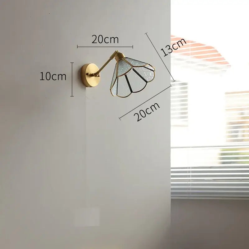 Vintage Brass Green Glass Wall Sconce with Pull Chain Switch