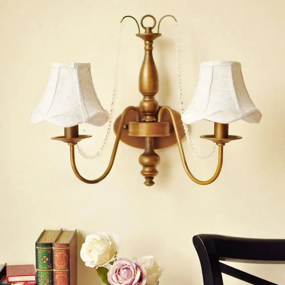 Vintage Brass Crystal Bead Sconce Candle or Bell Shape
