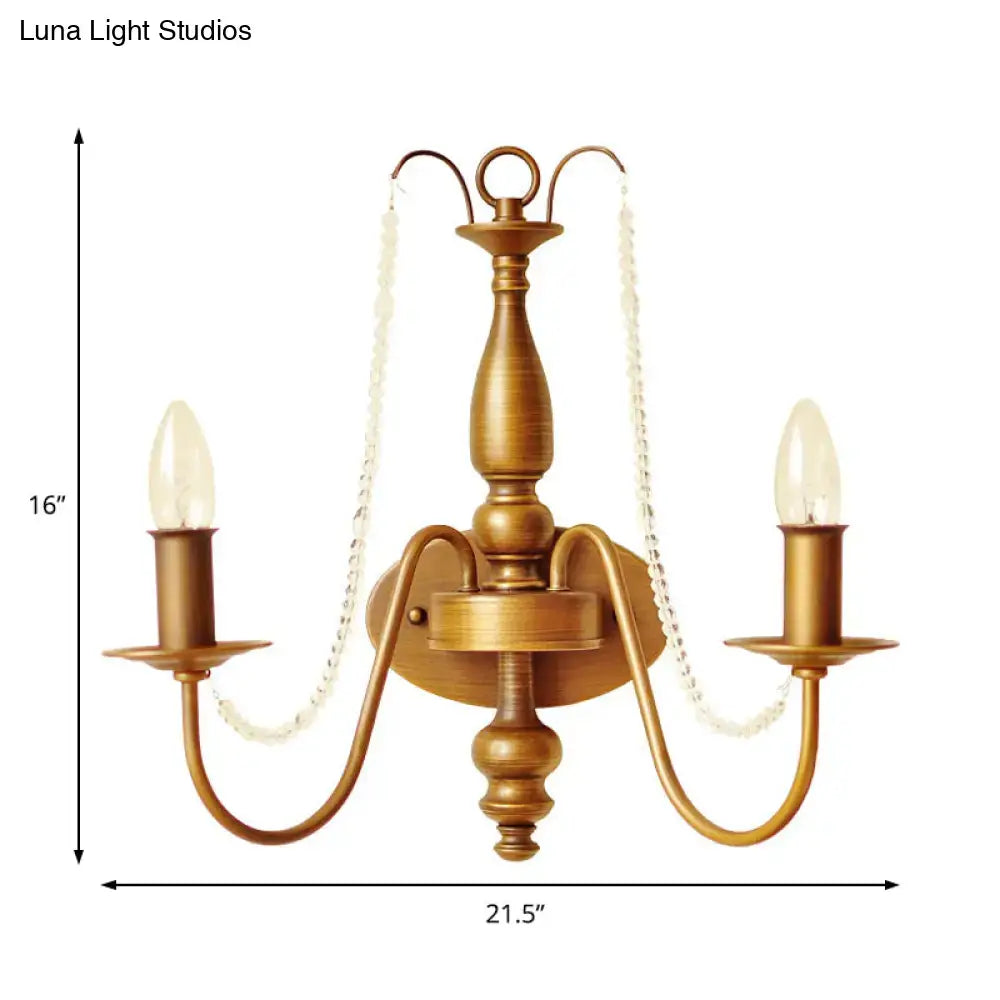 Vintage Brass Crystal Bead Sconce Candle or Bell Shape