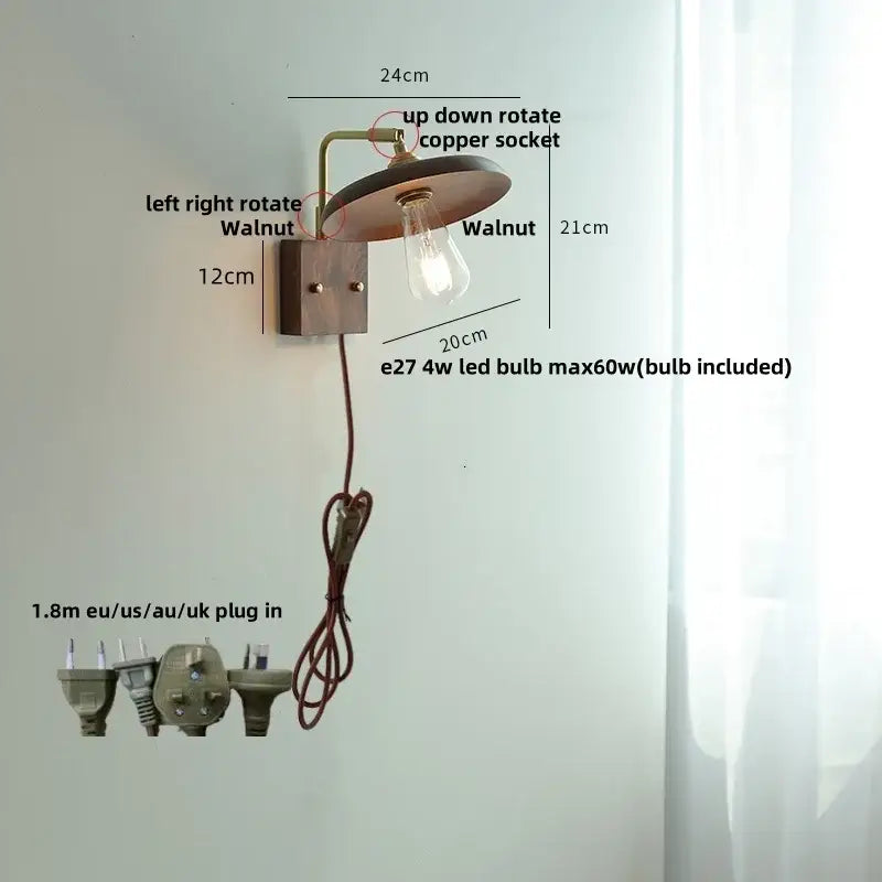 Wood Brass Wall Sconce