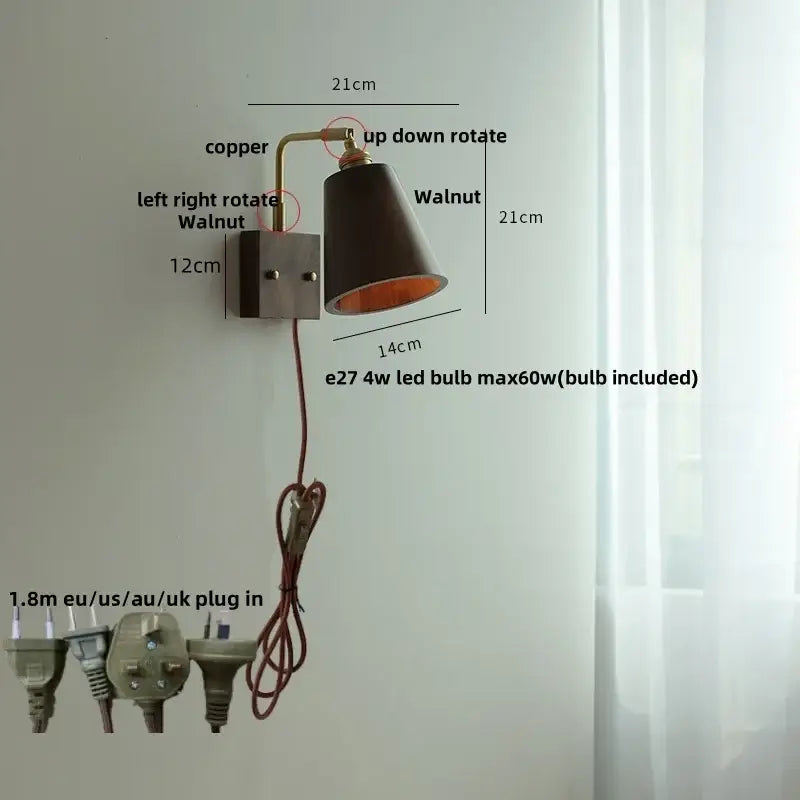 Wood Brass Wall Sconce