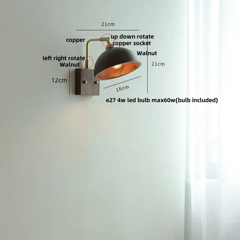 Wood Brass Wall Sconce