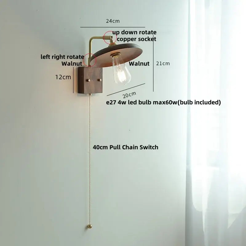 Wood Brass Wall Sconce