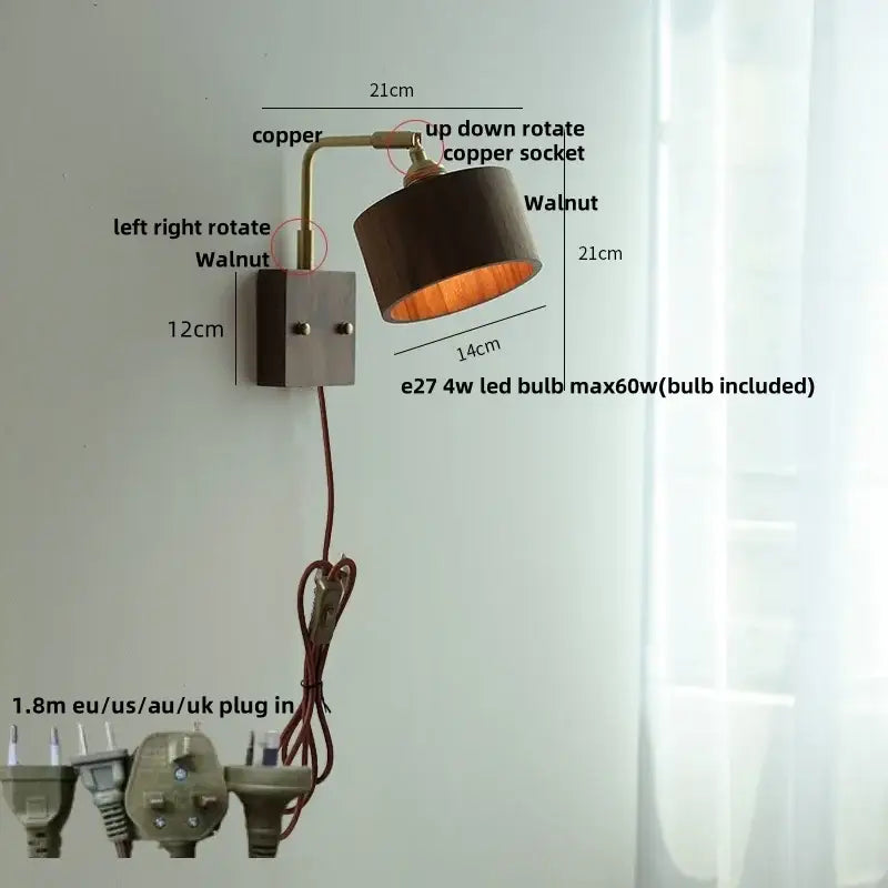 Wood Brass Wall Sconce