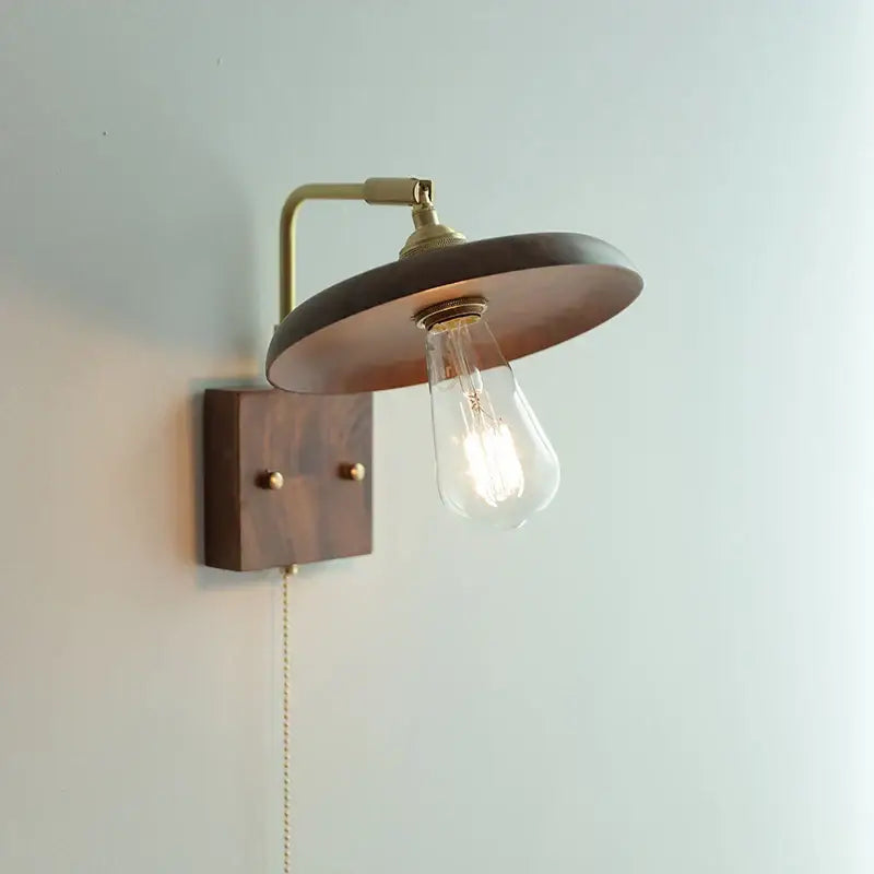 Wood Brass Wall Sconce