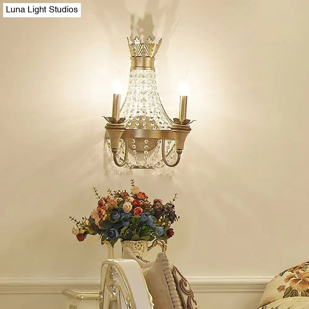 Vintage Champagne Crystal Wall Light Two-Light
