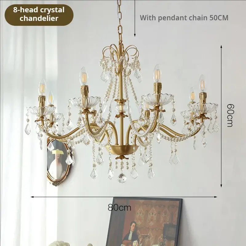 Vintage copper chandelier french pearl pendant light dining room