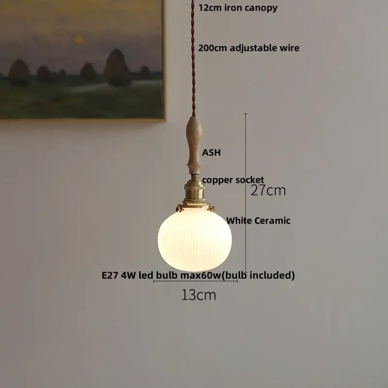 Vintage cream glass and brass adjustable led pendant dining room