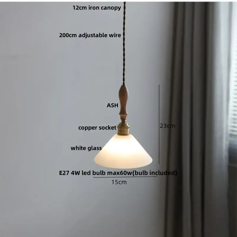 Vintage cream glass and brass adjustable led pendant dining room