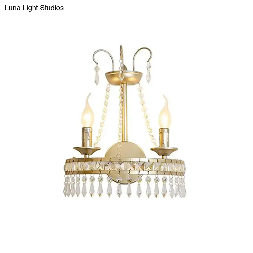 Vintage Gold Exposed Wall Lamp Two-Light Hallway