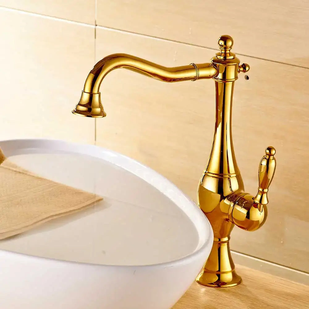 Vintage gold single handle basin faucet bathroom mixer tap