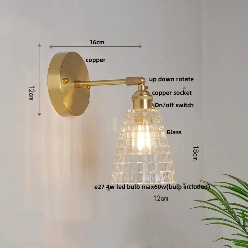 Vintage green glass led wall lights bedroom sconce with pull chain