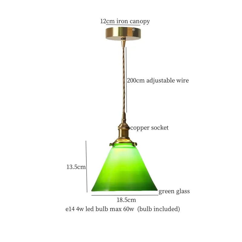 Vintage green lotus led pendant light dining room glass lamp