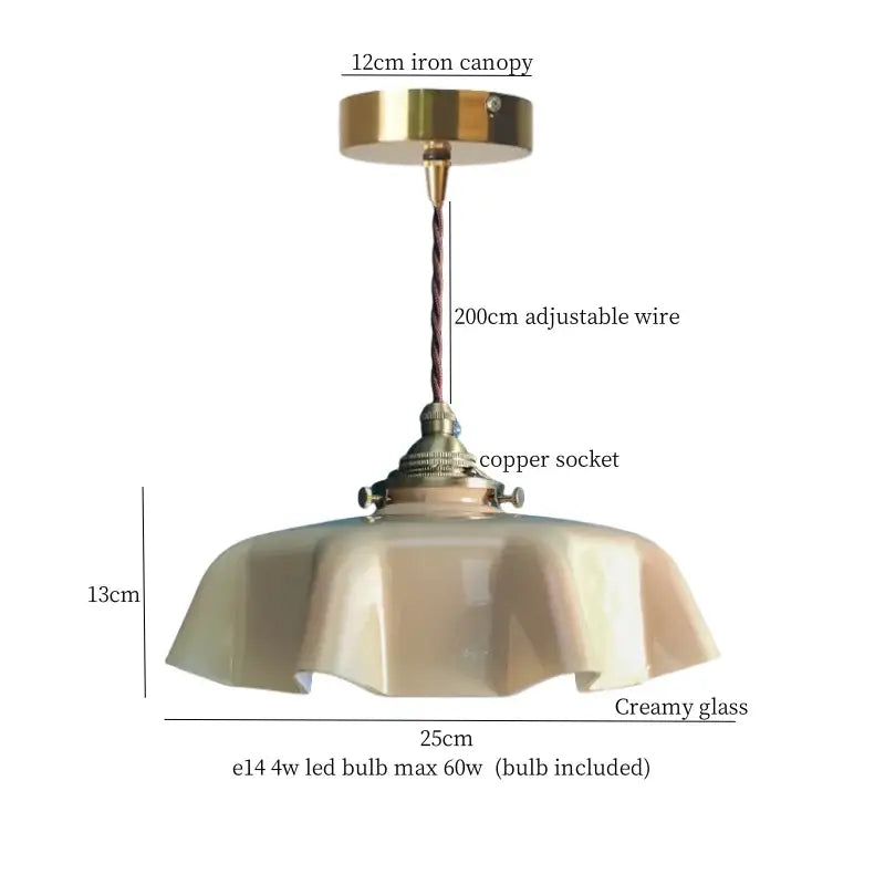 Vintage green lotus led pendant light dining room glass lamp