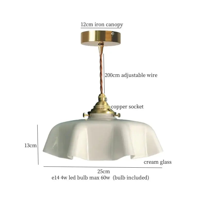 Vintage green lotus led pendant light dining room glass lamp