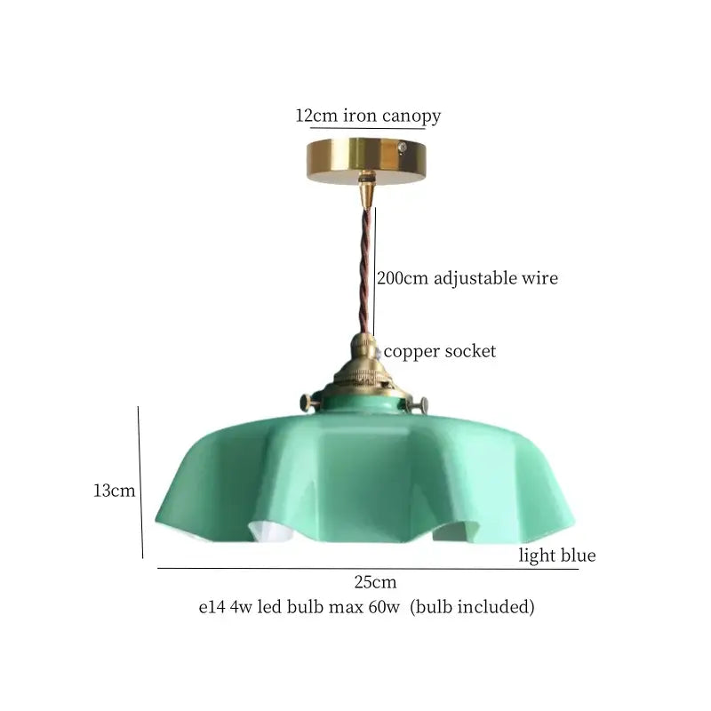 Vintage green lotus led pendant light dining room glass lamp