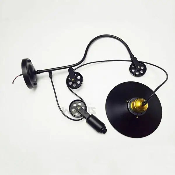 Vintage industrial bronze iron pulley wall lamp for dining room