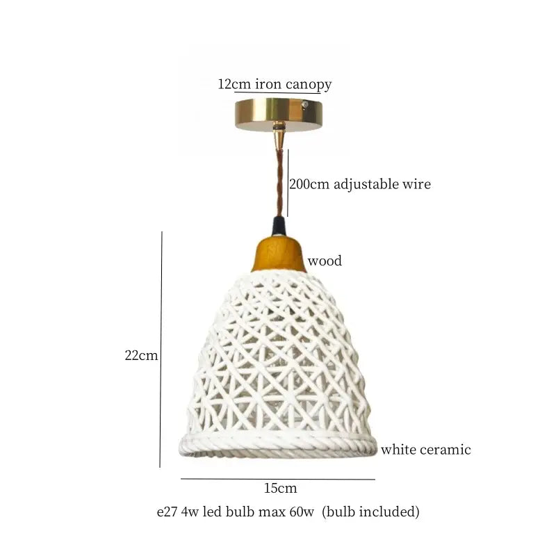 Vintage japanese beige cloth led pendant light for dining room