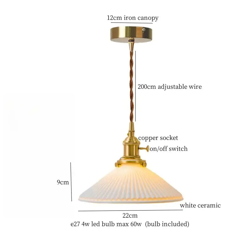 Vintage pale green glass pendant light for kitchen brass finish