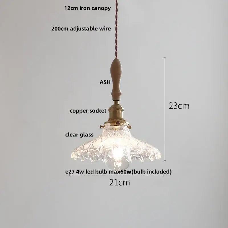 Vintage ribbed glass and wood pendant lights kitchen ceramic led