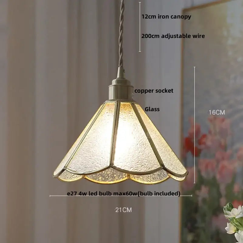 Vintage teal blue glass led pendant light kitchen hanging lamp