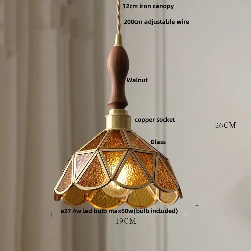 Vintage teal blue glass led pendant light kitchen hanging lamp