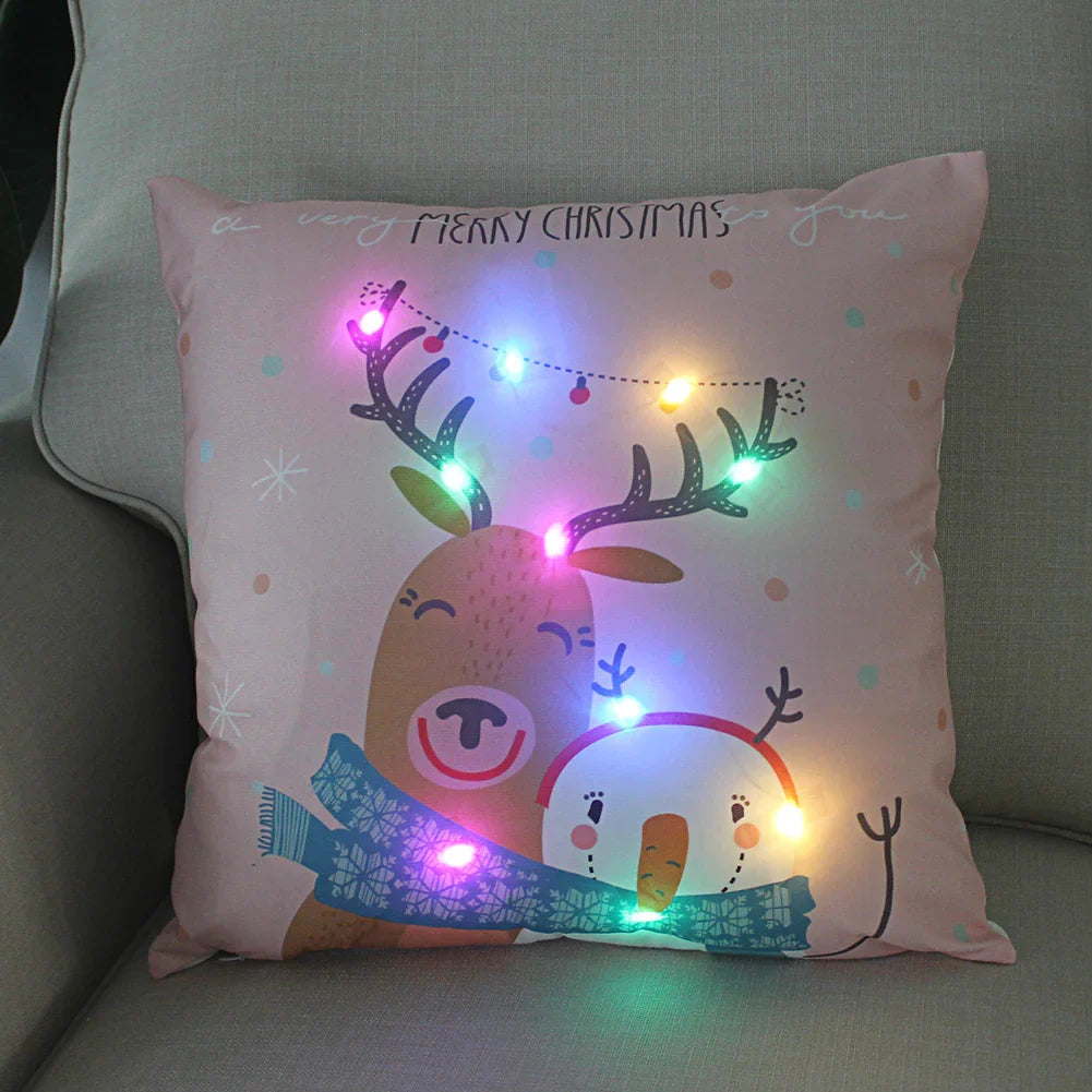 Super Soft Plush Christmas LED Lantern Pillowcase