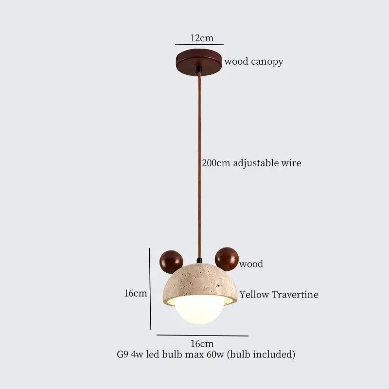 Wabi sabi beige cement pendant light dining room wood top