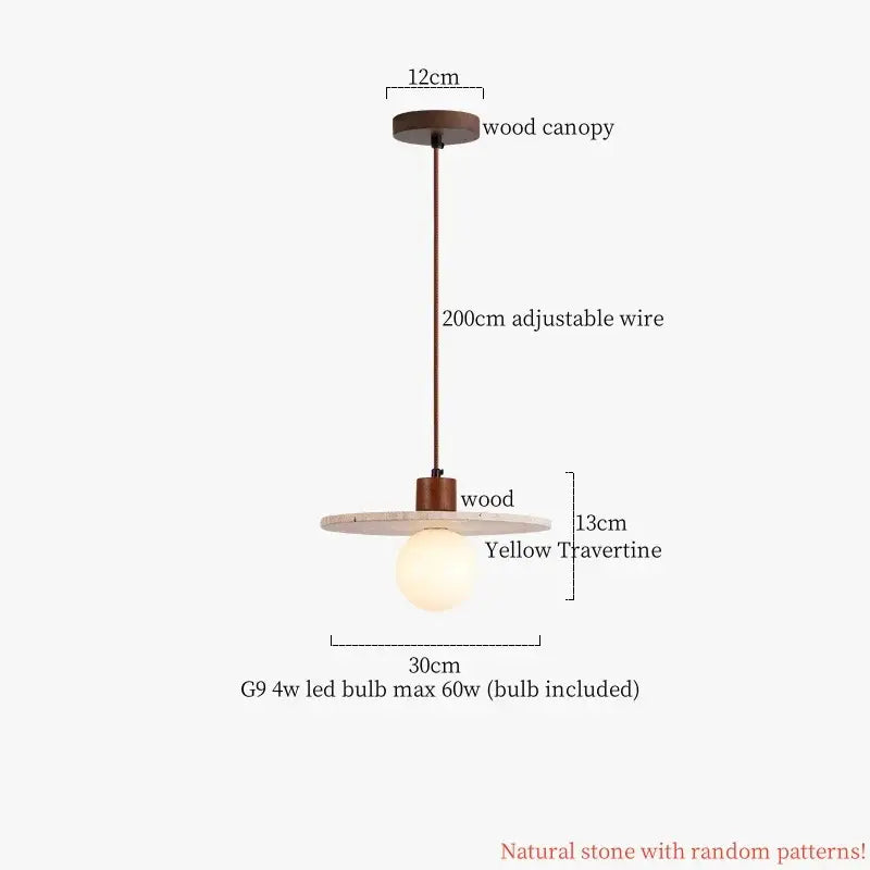 Wabi sabi beige cement pendant light dining room wood top
