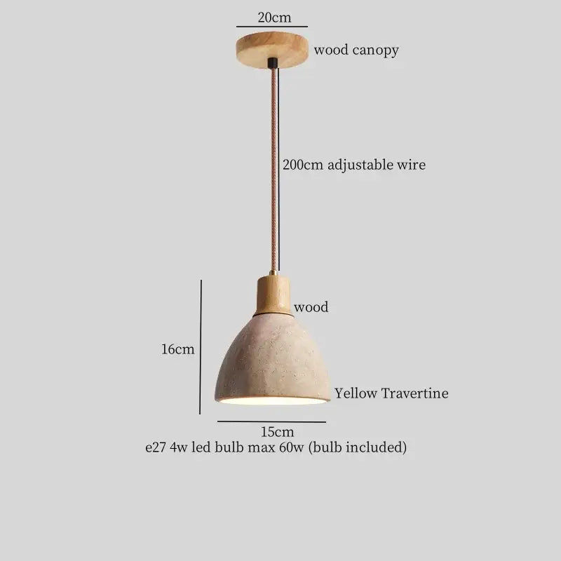 Wabi sabi beige concrete pendant lights dining room led yellow travertine